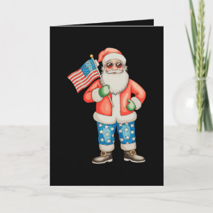 Carte Père Noël patriotique Noël américain 4 juillet