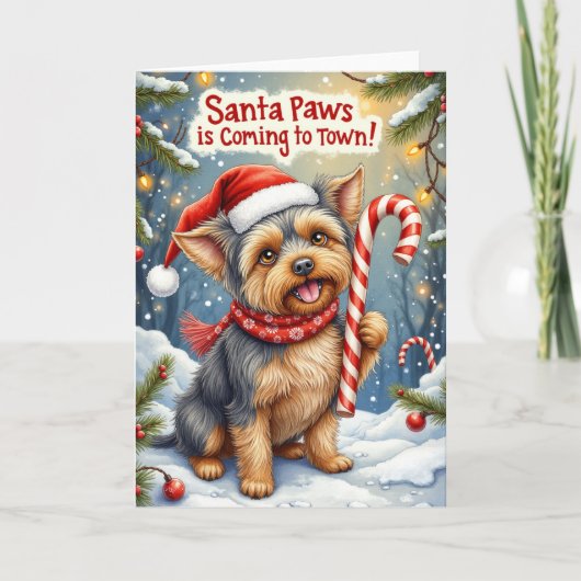 Carte Père Noël Paws Affenpinscher voeux de Noël (Devant)
