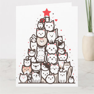 Carte Père Noël Paws Chat Meowy Arbre de Noël