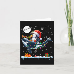 Carte Père Noël Penguin équitation Orca Reindeer Christm