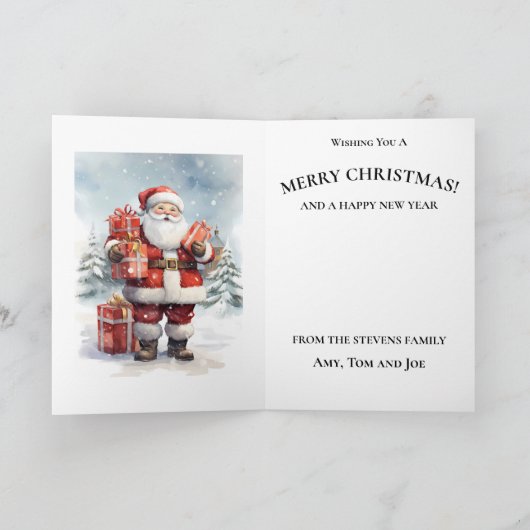 Carte Père Noël Père Noël Père Noël avec cadeaux hiver (Intérieur)