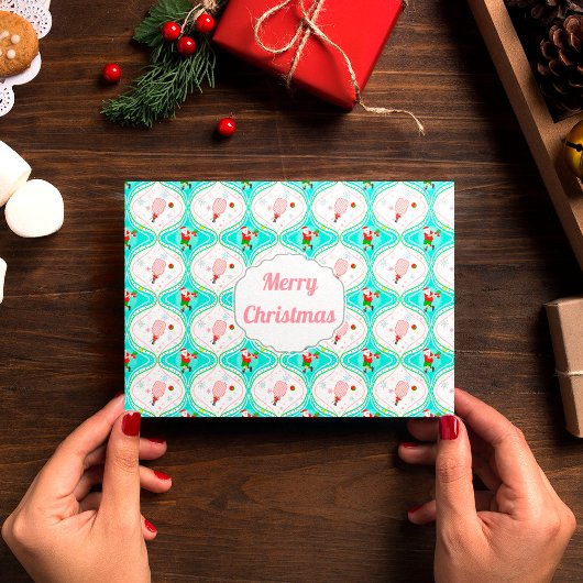 Carte Père Noël Pickleball Motif Ogee Noël