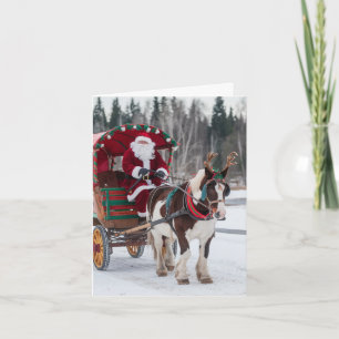 Carte Père Noël Pinto Brouillon Cheval Antlers Rouge Ver