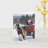 Carte Père Noël Pinto Brouillon Cheval Antlers Wagon col (Fleur jaune)