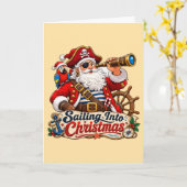 Carte Père Noël Pirate de Noël (Fleur jaune)