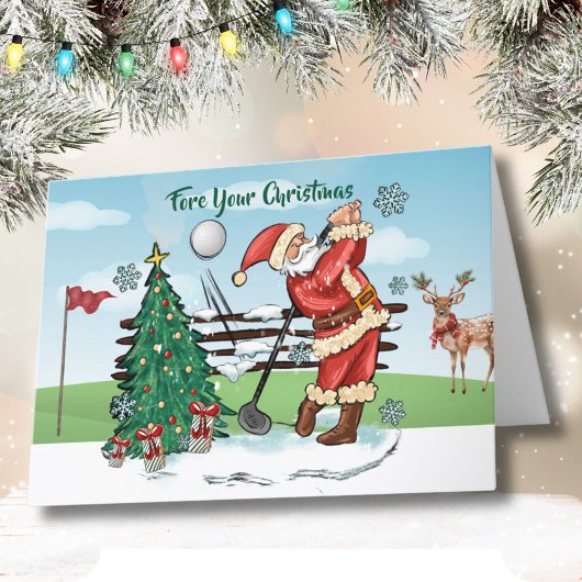 Carte Père Noël Plays Golf - Pour votre Noël