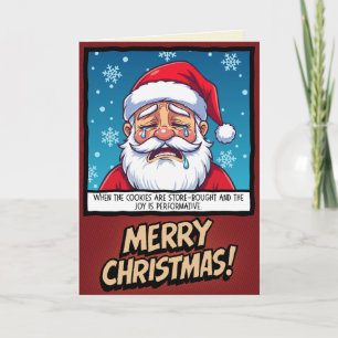 Carte Père Noël pleurant Noël drôle
