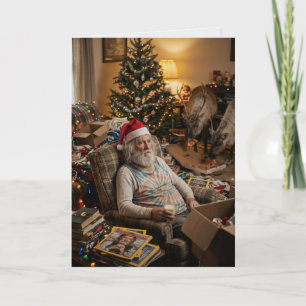 Carte Père Noël quitte son poste : humour de Noël sur l'