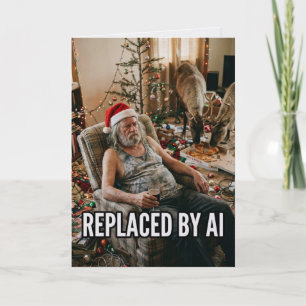 Carte Père Noël quitte son poste : humour de Noël sur l'