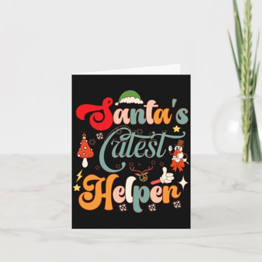 Carte Père Noël Rétro Drôle Aide la Plus Mignonne (Devant)