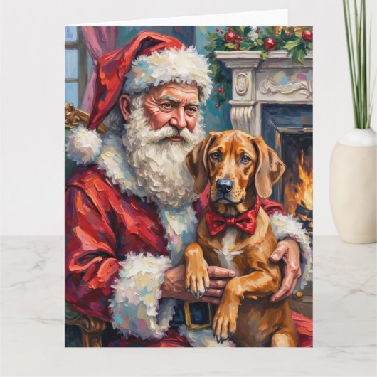 Carte Père Noël Rhodesian Ridgeback Art de Noël (Devant)