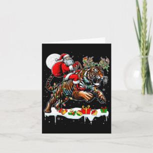 Carte Père Noël Riding Tiger Reindeer Xmas Amoureux des