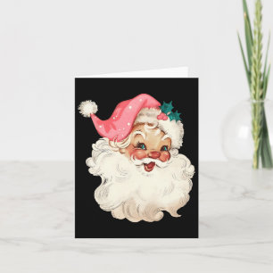 Carte Père Noël rose Visage Vieux Noël Vintage P