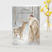 Carte Père Noël rustique Noël (Fleur jaune)