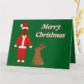 Carte Père Noël Sasquatch et Jackalope (Fleur jaune)