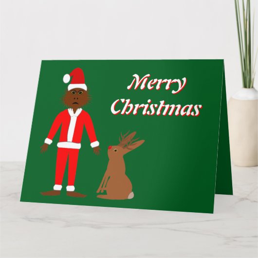 Carte Père Noël Sasquatch et Jackalope (Devant)