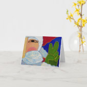 Carte Père Noël Signe de Paix Art Abstrait (Fleur jaune)