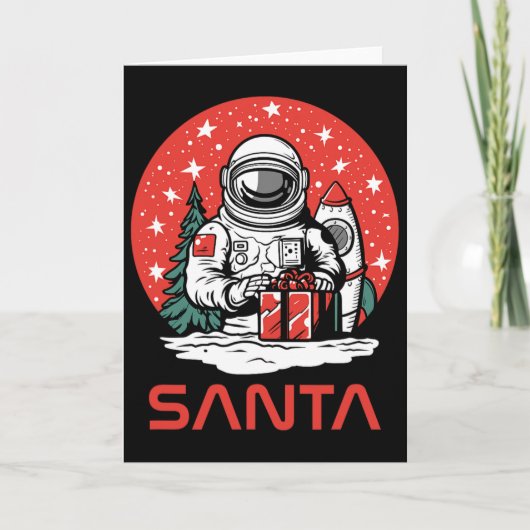 Carte Père Noël spatial Astronaute Cosmos Présente Cool (Devant)