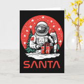 Carte Père Noël spatial Astronaute Cosmos Présente Cool (Fleur jaune)
