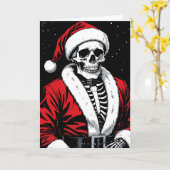 Carte Père Noël squelette (Fleur jaune)