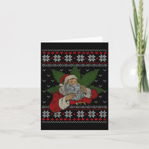 Carte Père Noël Stoner Fumer Weed Humour Vilain Noël