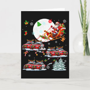 Carte Père Noël Sungles traîneau rennes voitures de poli