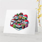 Carte Père Noël Sushi Delight - Art de Noël Festif (Fleur jaune)
