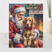 Carte Père Noël tenant l'art de Noël de l'English Setter (Devant)