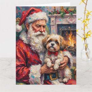 Carte Père Noël tenant l'art de Noël de Malti Tzu
