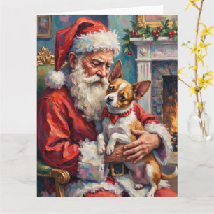 Carte Père Noël tenant l'art de Noël de Papillon