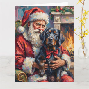 Carte Père Noël tenant l'art de Noël de Terre-Neuve