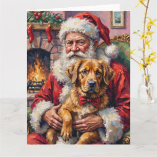 Carte Père Noël tenant l'art de Noël du Mastiff Tibétain