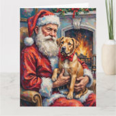 Carte Père Noël tenant l'art de Noël Shar Pei (Devant)