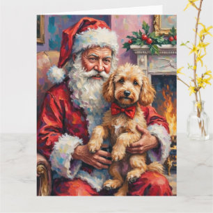Carte Père Noël tenant une œuvre d'art de Noël sur canic