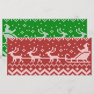 Carte Père Noël traîneau et rennes pull de Noël laid