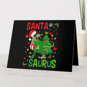 Carte Père Noël TRex Kid Christmas Dinosaur Tree Rex Boy
