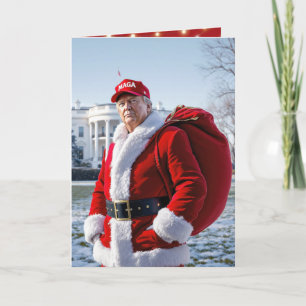Carte Père Noël Trump avec sac rouge