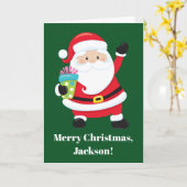 Carte Père Noël Vert Customisé Enfants Noël (Fleur jaune)