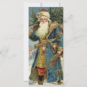 Carte Père Noël victorien vintage avec sapin de Noël