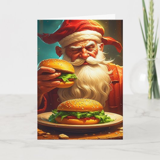 Carte Père Noël vintage avec hamburger (Devant)