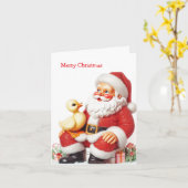 Carte Père Noël vintage Duckling (Fleur jaune)