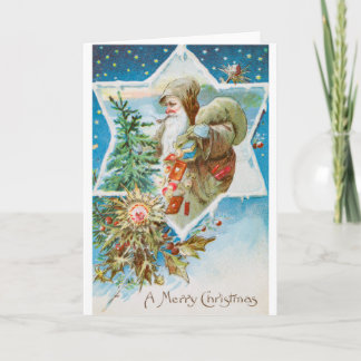 Carte Père Noël vintage et cadeaux Joyeux Noël