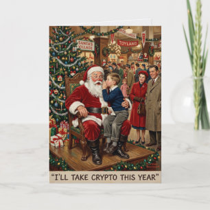 Carte Père Noël vintage, je prendrai crypto Noël
