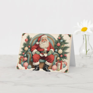 Carte Père Noël vintage Joyeux Noël 