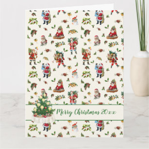Carte Père Noël vintage personnalisé pour Noël