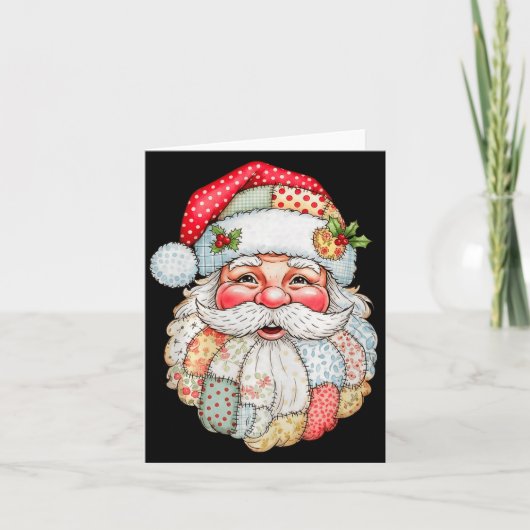 Carte Père Noël vintage prépa Patchwork Noël (Devant)