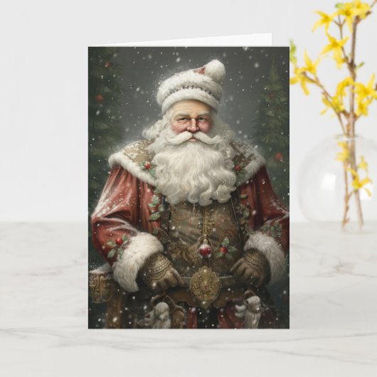 Carte Père Père Noël Portrait de Noël Salutation (Fleur jaune)