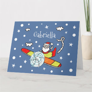 Carte Père personnalisé Noël Père Noël Père Noël Avion