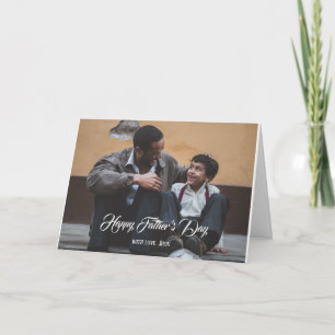 Carte Père personnalisé photo blanche lettrage main Fête
