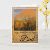 Carte Père Spécial Anniversaire, Sunkissed Winter Trees. (Fleur jaune)